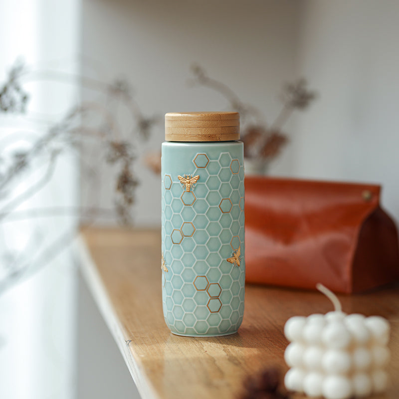 Honey Bee Travel Mug / Gold 16 oz-15