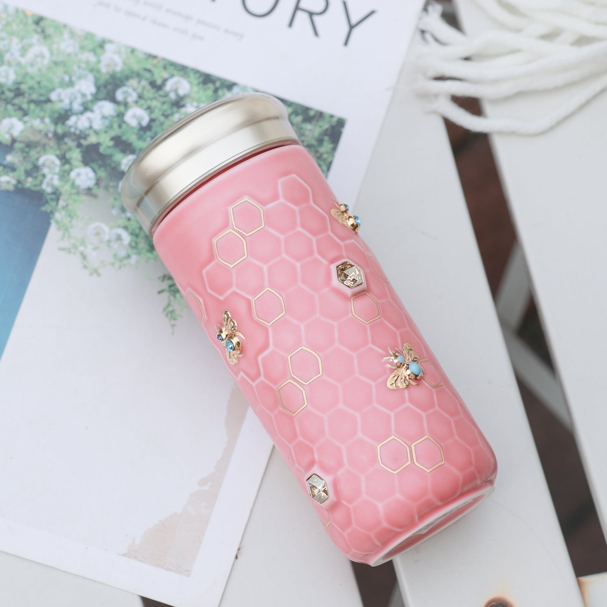 Honey Bee Travel Mug with Crystals-10