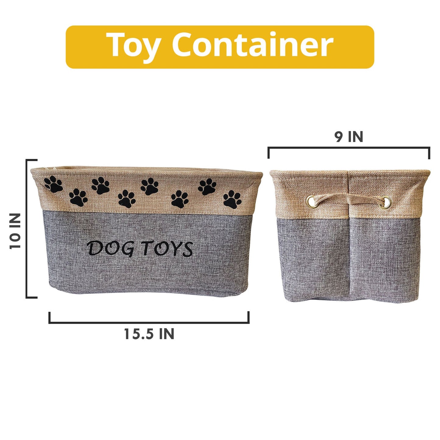 Collapsible Fabric Pet Toy Storage Basket - Dog Toy Bin